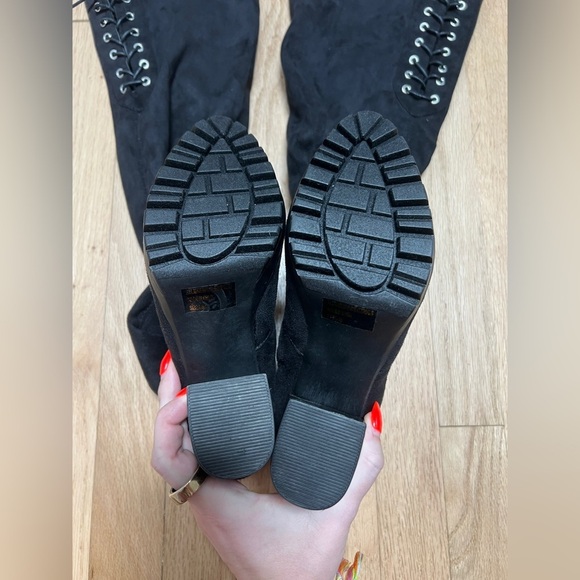 Womens Black Over the Knee Faux Suede Boots 8/9 NWOT - Picture 4 of 9